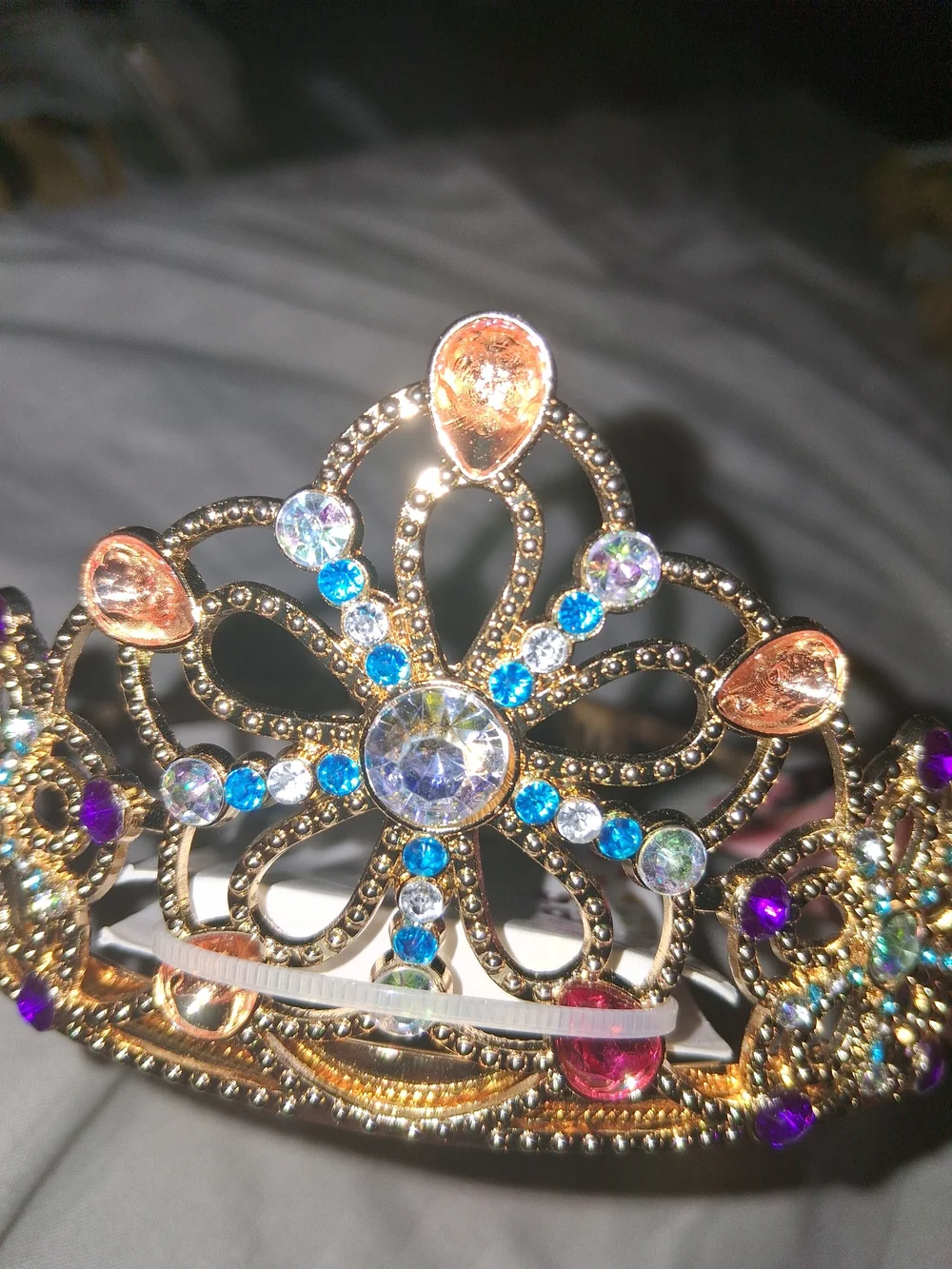 Claire's Gold Jeweled Kid's Tiara with Blue, Purple, Pink, and Clear Gems